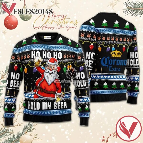 Corona Extra Black Hold My Beer Ugly Sweater, Unique Winter Outfits For Fans - Vesles2014S  1