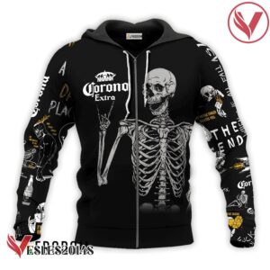 Corona Extra Rock And Roll Skeleton Skull Hoodie & Zip Hoodie - Vesles2014S 2