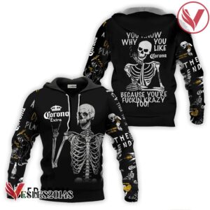 Corona Extra Rock And Roll Skeleton Skull Hoodie & Zip Hoodie - Vesles2014S
