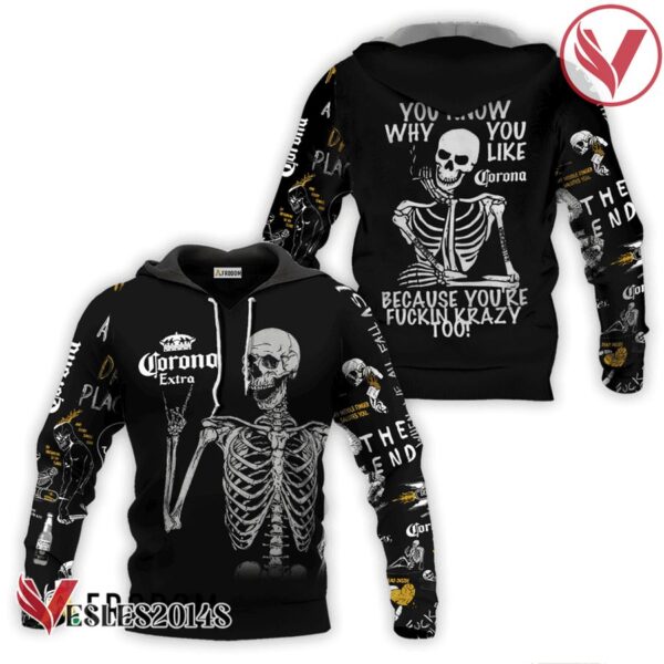 Corona Extra Rock And Roll Skeleton Skull Hoodie & Zip Hoodie - Vesles2014S
