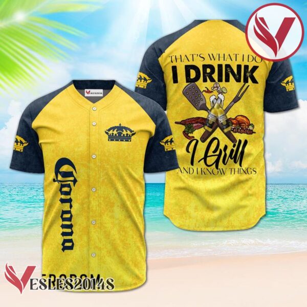 Corona Extra Yellow I Drink I Grill Baseball Jersey, Perfect Gifts For Fans - Vesles2014S