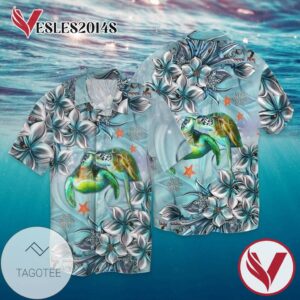 Couple Turtle For Men And women Graphic Print Short Sleeve Hawaiian Casual Shirt Vesles2014S 1