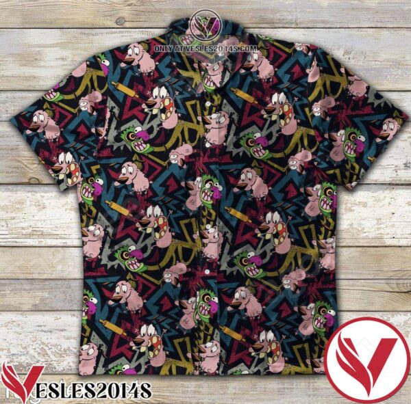 Courage Dog Graffiti Seamless Pattern Hawaiian Shirt, Unique Gifts For Friends - Vesles2014S 1