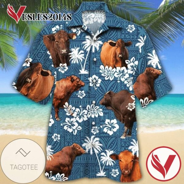 Cow 10 Print Short Sleeve Hawaiian Casual Shirt Vesles2014S