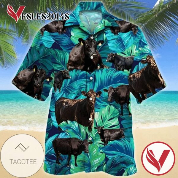Cow Tropical Print Short Sleeve Hawaiian Casual Shirt Vesles2014S 1