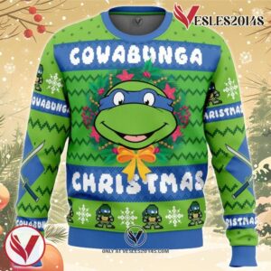 Cowabunga Leonardo Christmas Teenage Mutant Ninja Turtles Ugly Christmas Sweater, Unique Christmas Gift For Fans - Vesles2014S