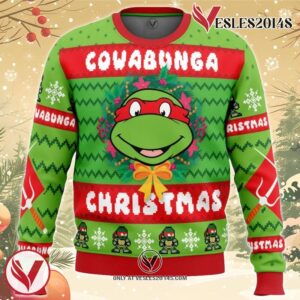 Cowabunga Raphael Christmas Teenage Mutant Ninja Turtles Ugly Christmas Sweater, Unique Christmas Gift For Fans - Vesles2014S