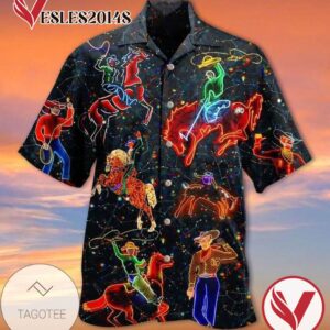 Cowboy 1 Print Short Sleeve Hawaiian Casual Shirt Vesles2014S