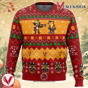 Crash and Doc Neo Crash Bandicoot Ugly Christmas Sweater, Unique Christmas Gift For Fans - Vesles2014S