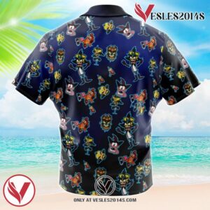 Crash and Dr Neo Pattern Crash Bandicoot Hawaiian Button Up Shirt, Perfect Gifts For Anime Lovers - Vesles2014S 1
