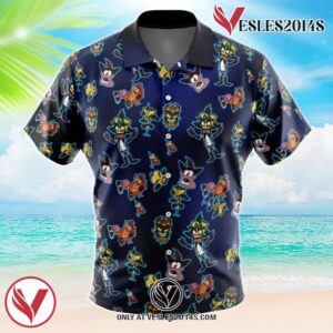 Crash and Dr Neo Pattern Crash Bandicoot Hawaiian Button Up Shirt, Perfect Gifts For Anime Lovers - Vesles2014S