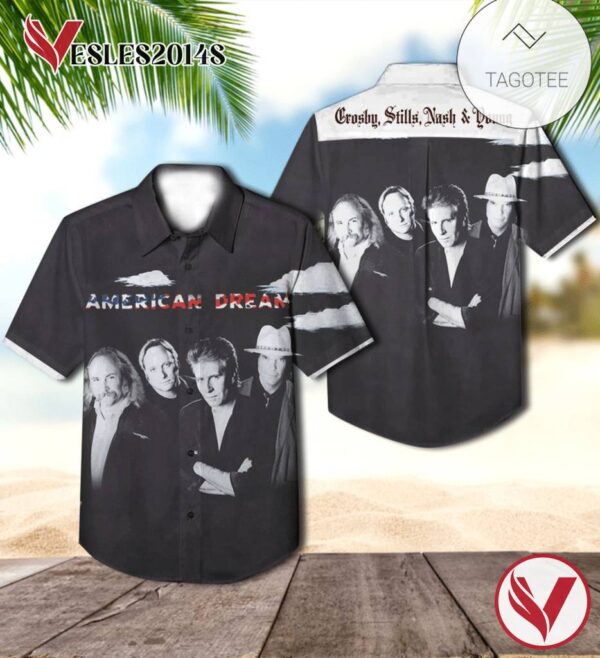 Crosby Stills Nash And Young American Dream Album Cover Hawaiian Shirt, Best Gift For Music Lovers Vesles2014S