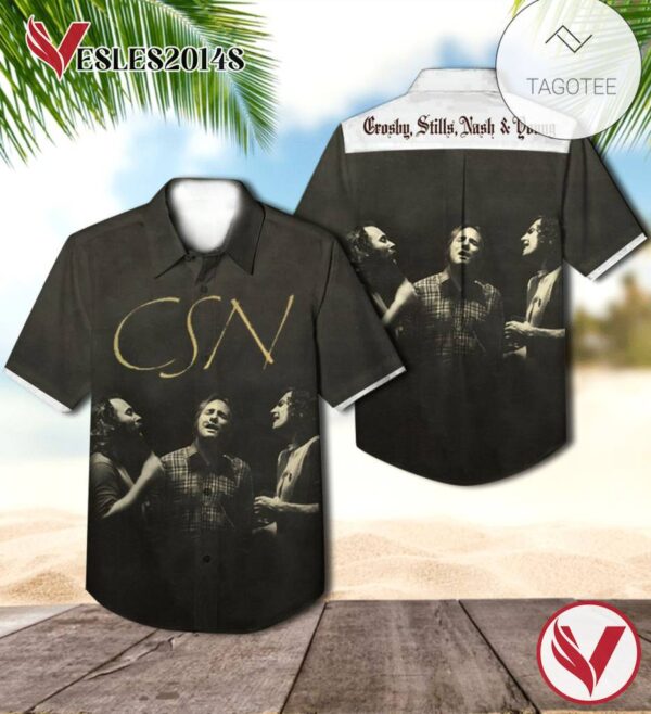 Crosby Stills Nash And Young Carry On Album Cover Hawaiian Shirt, Best Gift For Music Lovers Vesles2014S