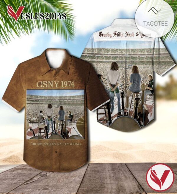 Crosby Stills Nash And Young Csny 1974 Album Cover Hawaiian Shirt, Best Gift For Music Lovers Vesles2014S