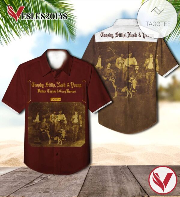 Crosby Stills Nash And Young Déjà Vu Album Cover Hawaiian Shirt, Best Gift For Music Lovers Vesles2014S