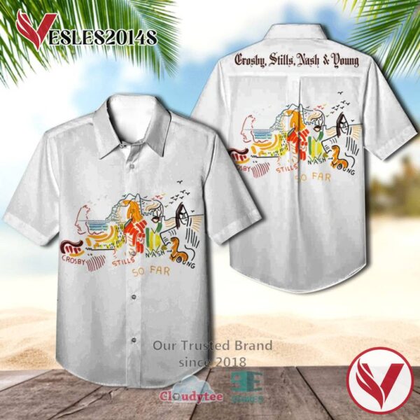 Crosby, Stills, Nash & Young So Far Album Hawaiian Shirt, Best Gift For Music Lovers Vesles2014S