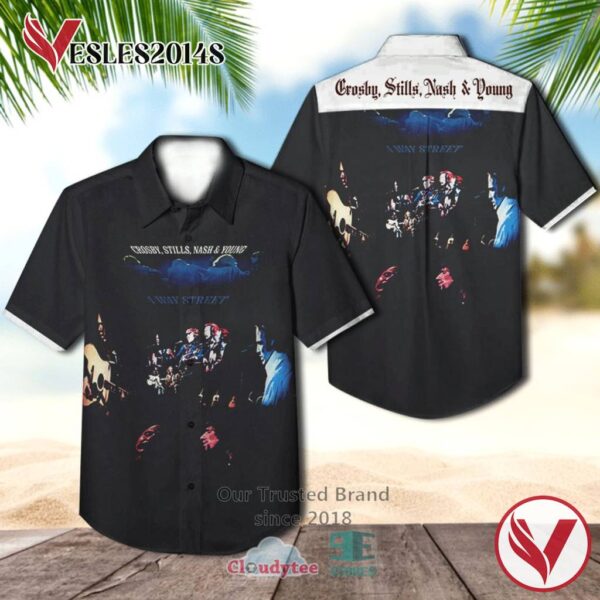 Crosby, Stills, Nash and Young 4 Way Street 1971 Album Hawaiian Shirt, Best Gift For Music Lovers Vesles2014S