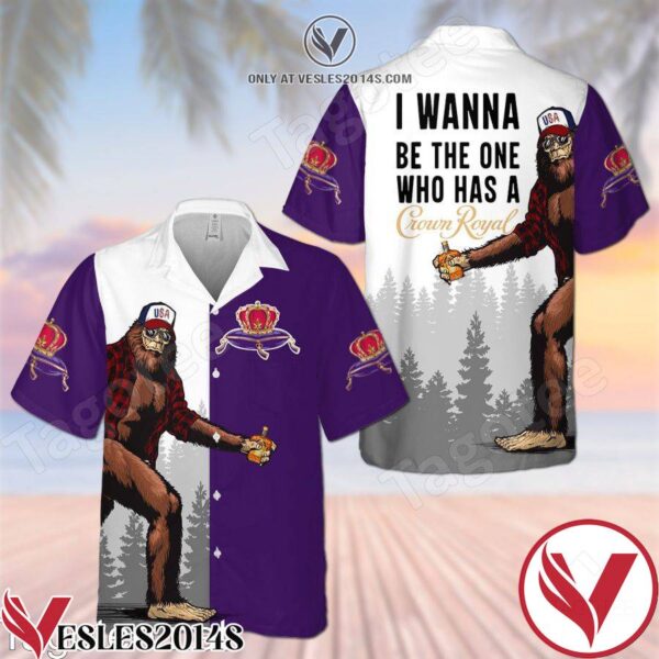 Crown Royal Big Foot White Purple Hawaiian Shirt And Short, Unique Gifts For Friends - Vesles2014S 1