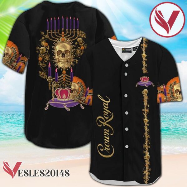 Crown Royal Golden Skull And Pumpkin Baseball Jersey, Perfect Gifts For Fans - Vesles2014S