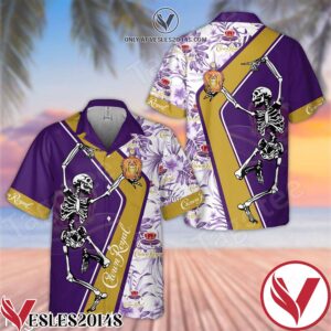 Crown Royal Happy Skeleton Flowery White Purple Hawaiian Shirt And Short, Unique Gifts For Friends - Vesles2014S 1