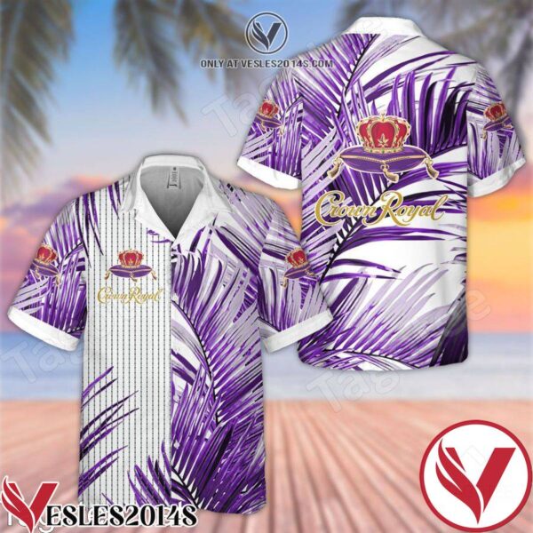 Crown Royal Purple Palm Leaves White Hawaiian Shirt And Short, Unique Gifts For Friends - Vesles2014S 1