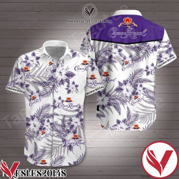Crown Royal Purple Tropical Floral White Hawaiian Shirt, Unique Gifts For Friends - Vesles2014S 1