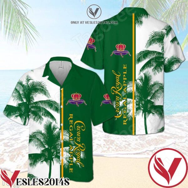 Crown Royal Regal Apple Palm Tree White Green Hawaiian Shirt And Short, Unique Gifts For Friends - Vesles2014S 1