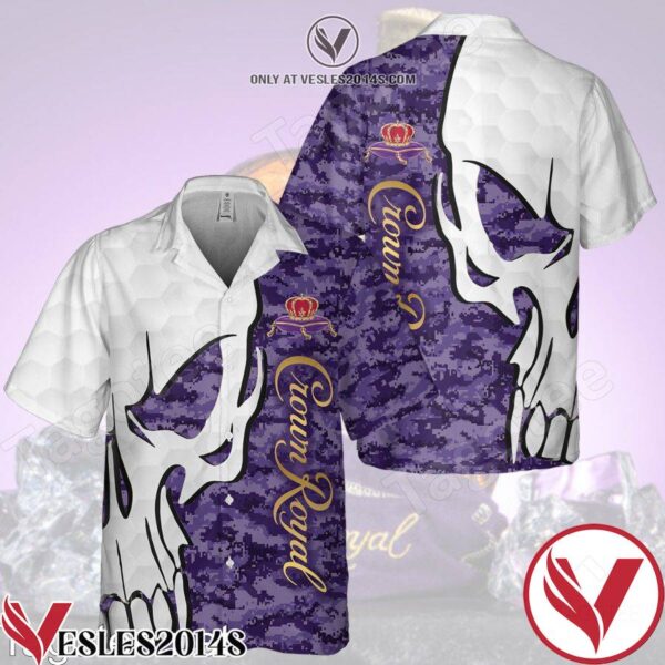 Crown Royal Skull Pattern White Purple Hawaiian Shirt And Short, Unique Gifts For Friends - Vesles2014S 1