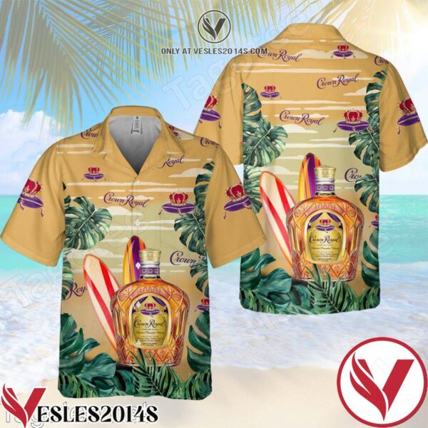 Crown Royal Surfing Tropical Forest Beige Hawaiian Shirt And Short, Unique Gifts For Friends - Vesles2014S 1