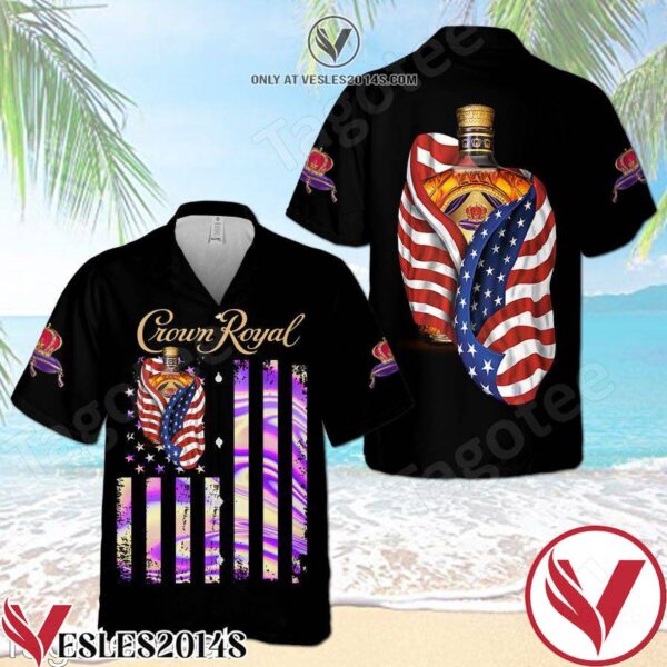 Crown Royal USA Flag Black Hawaiian Shirt And Short, Unique Gifts For Friends - Vesles2014S 1