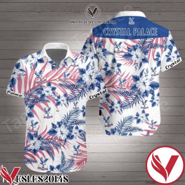 Crystal Palace Navy Tropical Floral White Hawaiian Shirt, Unique Gifts For Friends - Vesles2014S 1
