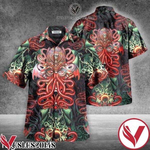 Cthulhu Art Print Lava Foil Variant Hawaiian Shirt, Unique Gifts For Friends - Vesles2014S 1