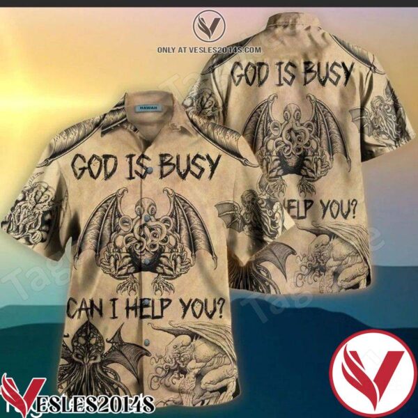 Cthulhu God Is Busy Can I Help You Old Vintage Hawaiian Shirt, Unique Gifts For Friends - Vesles2014S 1