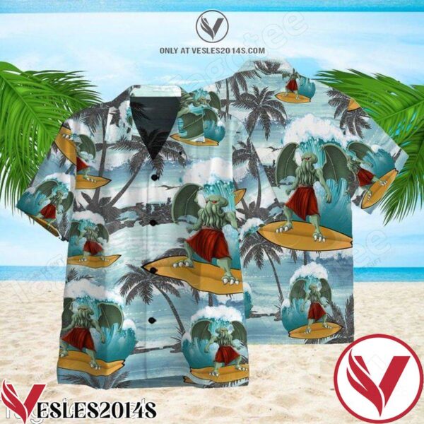 Cthulhu Saves The World Surfing Hawaiian Shirt, Unique Gifts For Friends - Vesles2014S 1
