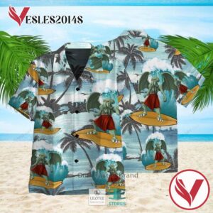 Cthulhu surfing Casual Hawaiian Shirt, Best Gifts For Summer Vesles2014S