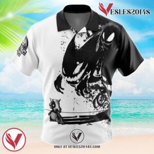 Cubone and the Ghosts Pokemon Hawaiian Button Up Shirt, Perfect Gifts For Anime Lovers - Vesles2014S