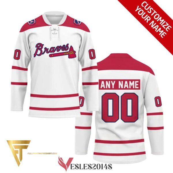 Custom Atlanta Braves Full Printing Hockey Jersey, Trending Gifts For Fans - Vesles2014s