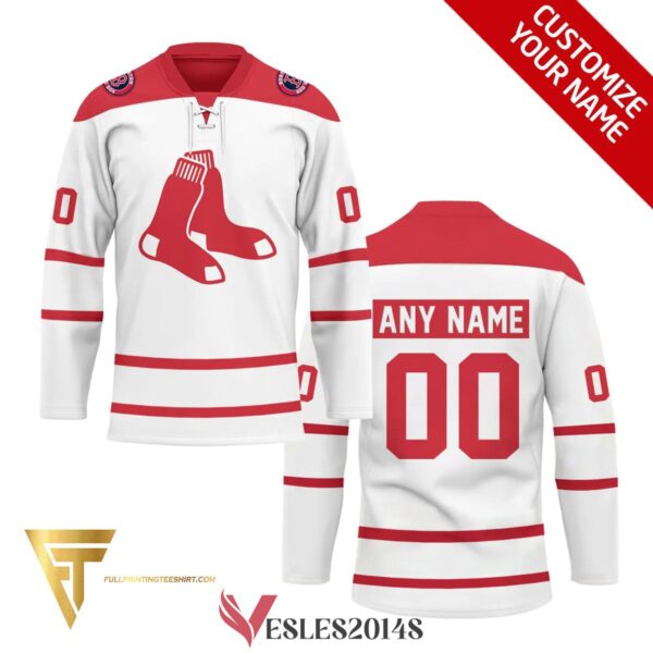 Custom Boston Red Sox Full Printing Hockey Jersey, Trending Gifts For Fans - Vesles2014s