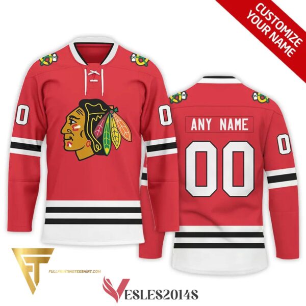 Custom Chicago Black Hawks Hockey Team Full Printing Hockey Jersey, Trending Gifts For Fans - Vesles2014s
