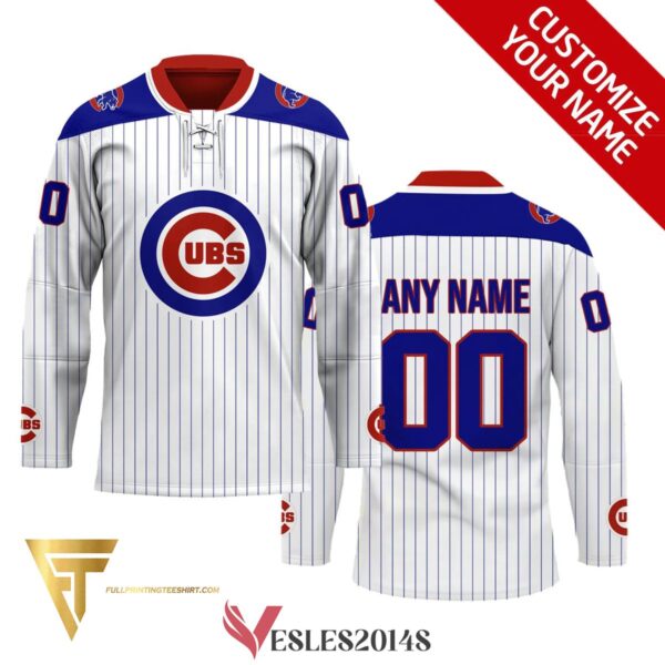 Custom Chicago Cubs Full Printing Hockey Jersey, Trending Gifts For Fans - Vesles2014s