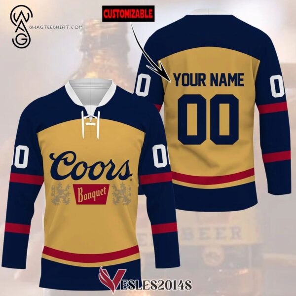 Custom Coors Banquet Beer Full Print Hockey Jersey, Trending Gifts For Fans - Vesles2014s