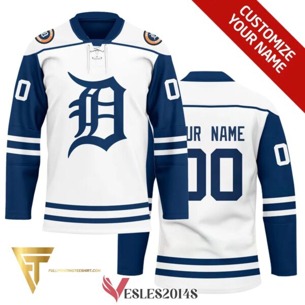 Custom Detroit Tigers Full Printing Hockey Jersey, Trending Gifts For Fans - Vesles2014s