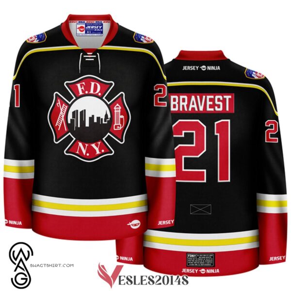 Custom Fdny Maltese Cross Full Print Hockey Jersey, Trending Gifts For Fans - Vesles2014s