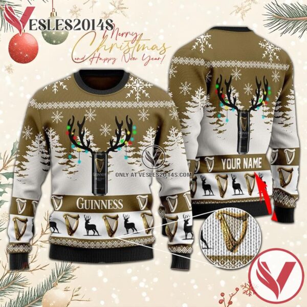Custom Name Guinness Christmas Sweater, Unique Winter Outfits For Fans - Vesles2014S  1