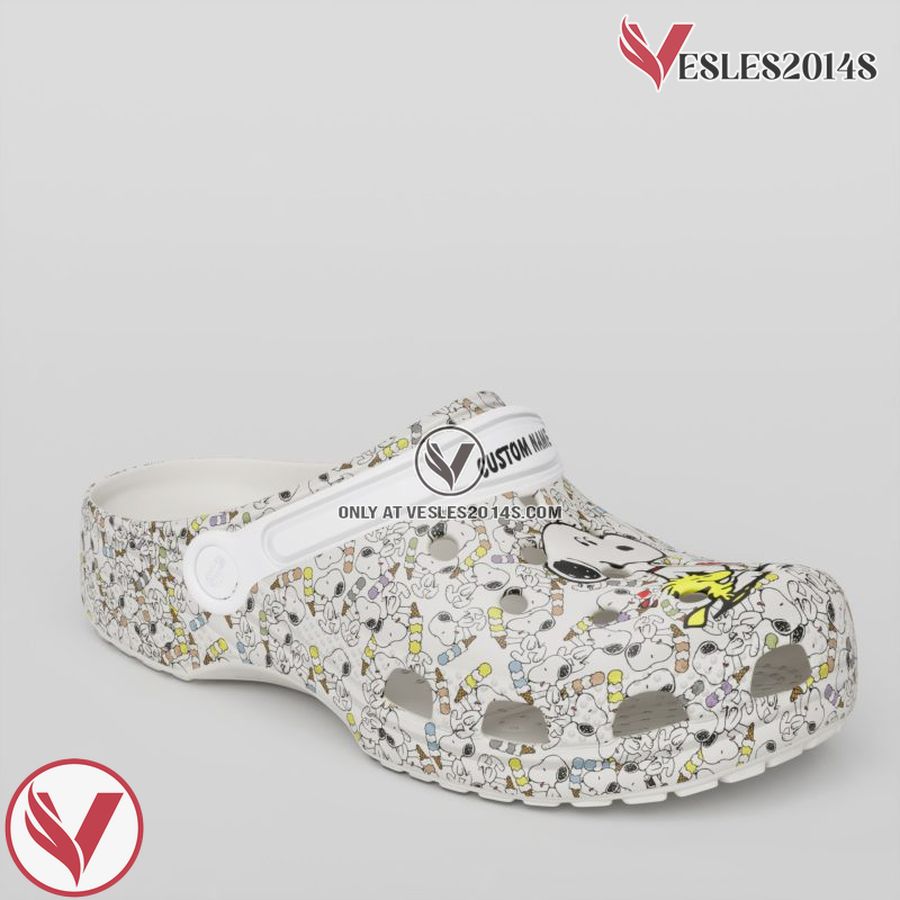 Custom Name Peanuts Snoopy White Clogs Shoes, Unique Gift From Vesles2014S 2