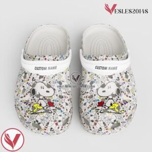 Custom Name Peanuts Snoopy White Clogs Shoes, Unique Gift From Vesles2014S 3
