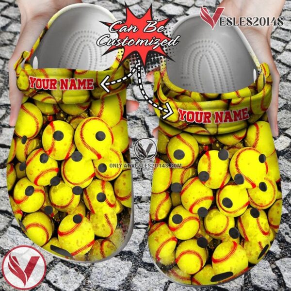 Custom Personalized Softball Pile Overlapping Clog Shoes, Unique Gift From  Vesles2014S