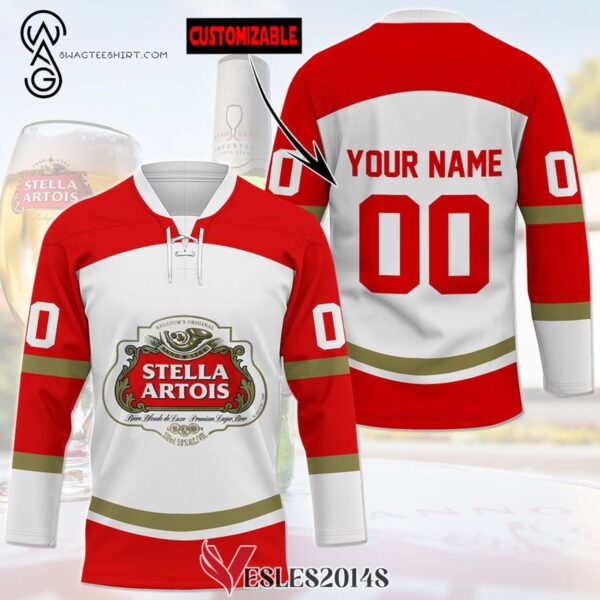 Custom Stella Artois Beer Full Print Hockey Jersey, Trending Gifts For Fans - Vesles2014s
