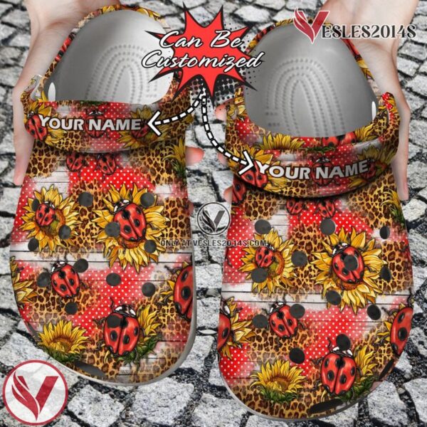 Custom Western Ladybug Sunflowers Seamless Pattern Clog Shoes, Unique Gift From  Vesles2014S