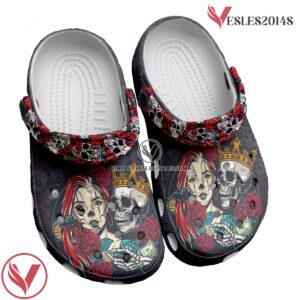 Customized Couple Skull Art Crocs Crocband Clogs Shoes Comfortable For Men Women and Kids, Unique Gift From Vesles2014S 3